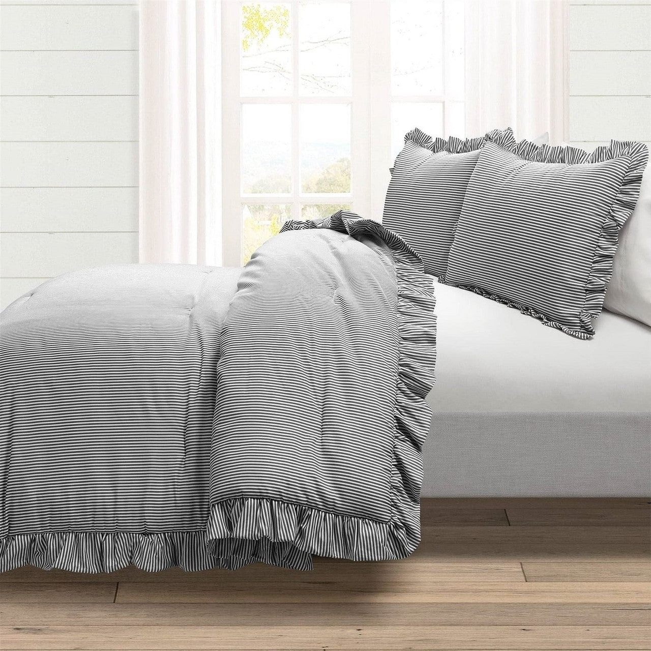 Reversible Ruffle Comforter Set - Cozy Farmhouse Style