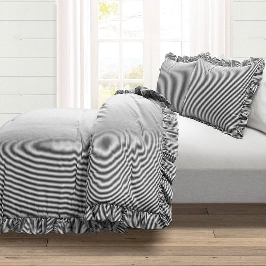 Reversible Ruffle Comforter Set - Cozy Farmhouse Style