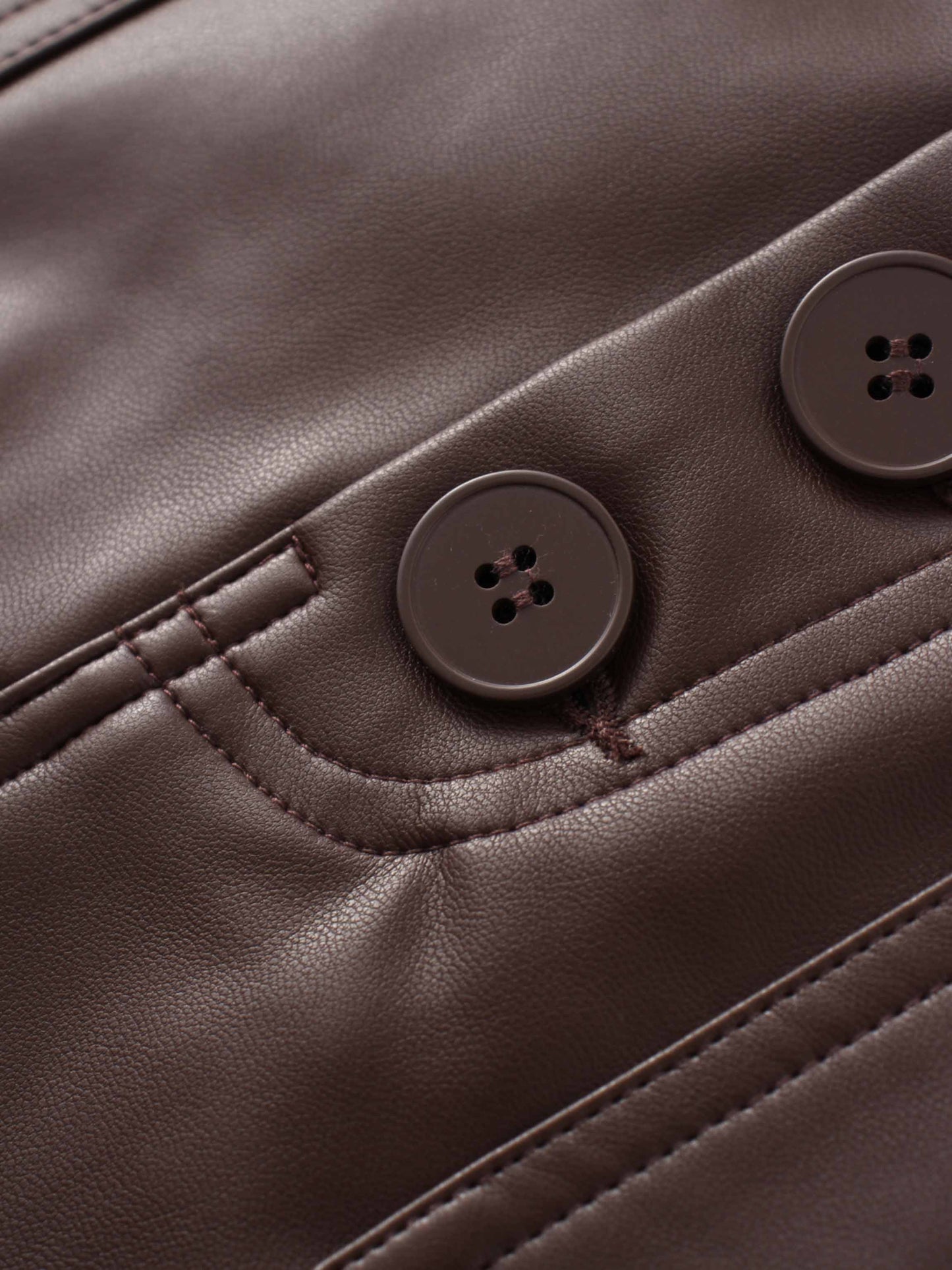 Front Pocket Straight Faux Leather Skirt-Brown