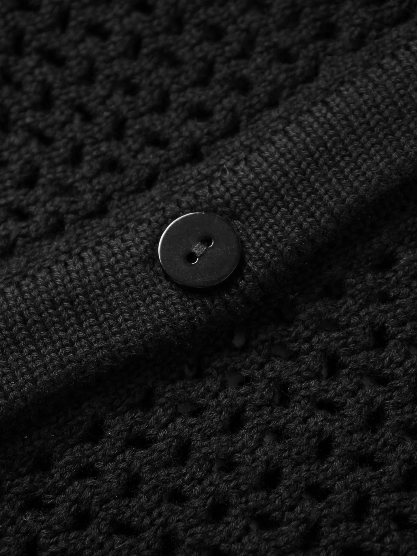 Crochet Knit Button Down Cardigan-Black