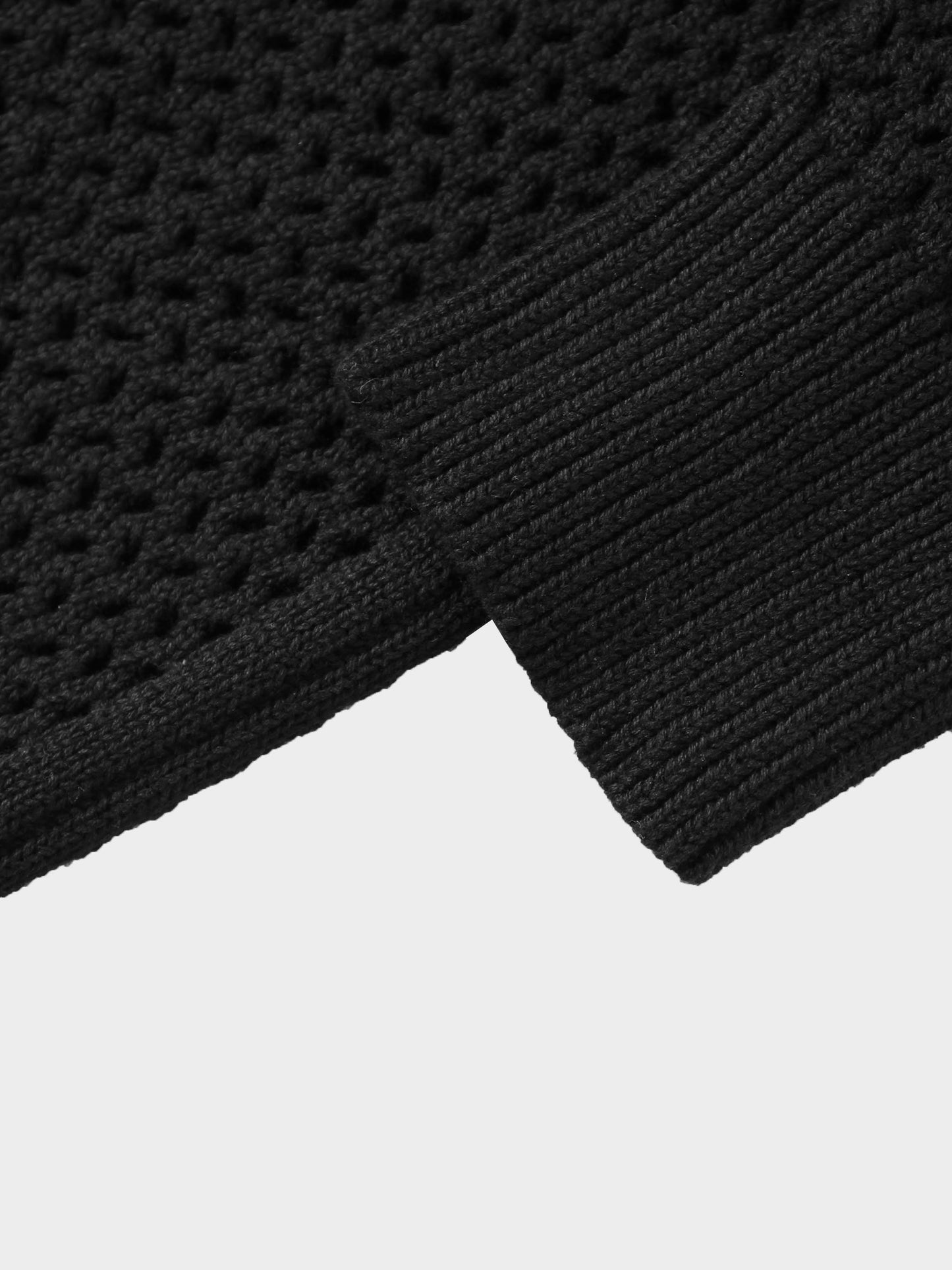 Crochet Knit Button Down Cardigan-Black