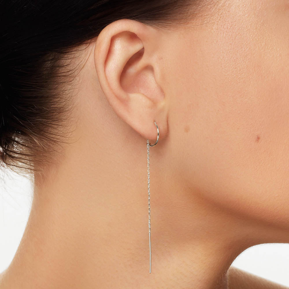 Linear Drop Chain Earrings - Silver