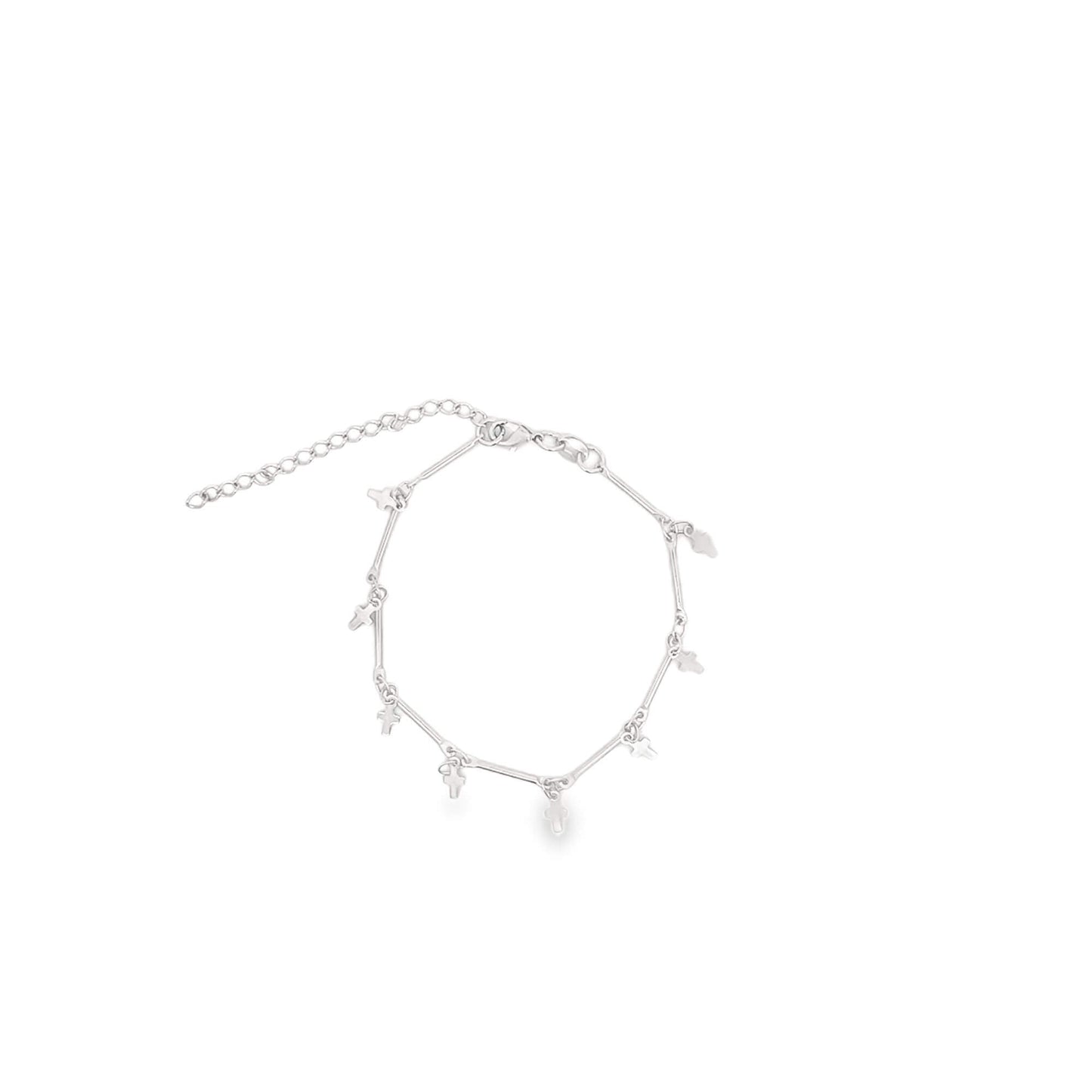 Bar Link Tiny Dangle Cross Charm Bracelet (H260A/E280/I352A)