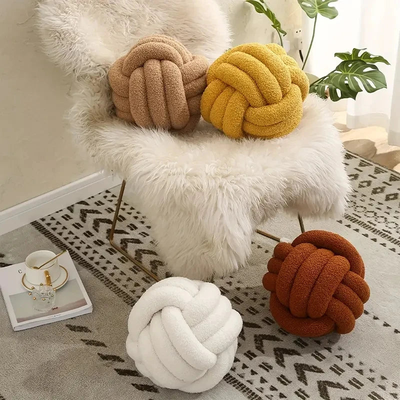 Eco-Friendly Knotted Ball Pillow - Stylish Home Decor