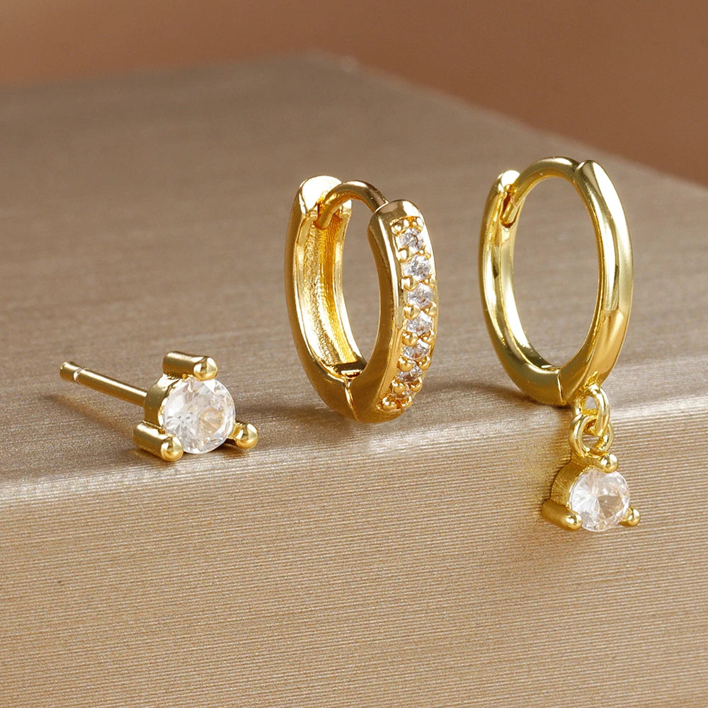 Star Drop Earrings Set - 18K Gold Plated Elegance