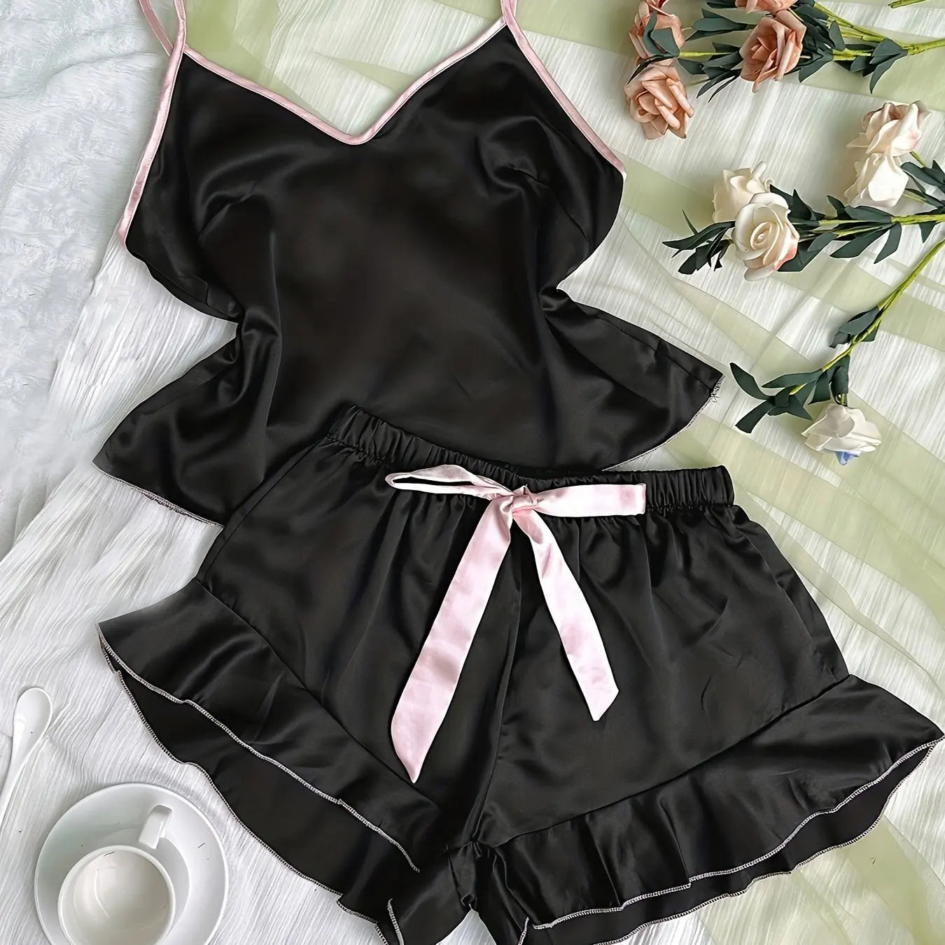 Breathable Satin Pajama Set - Chic & Comfortable