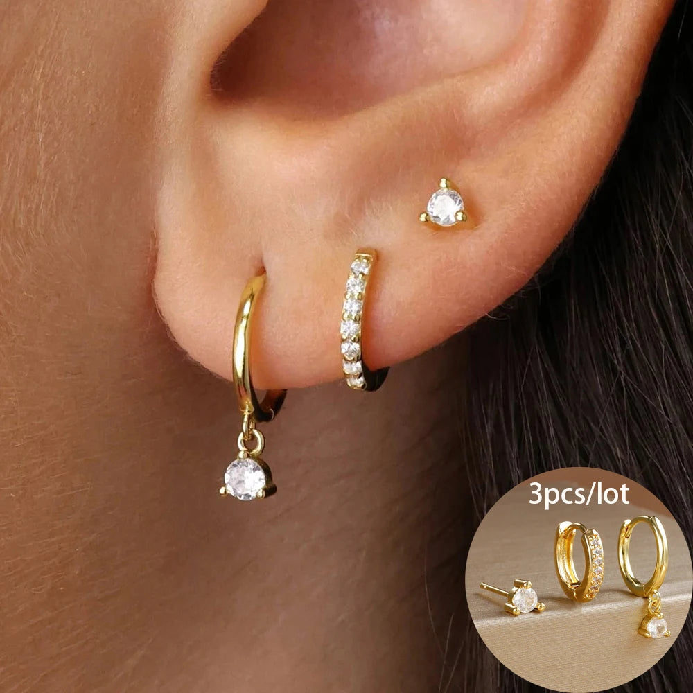 Star Drop Earrings Set - 18K Gold Plated Elegance