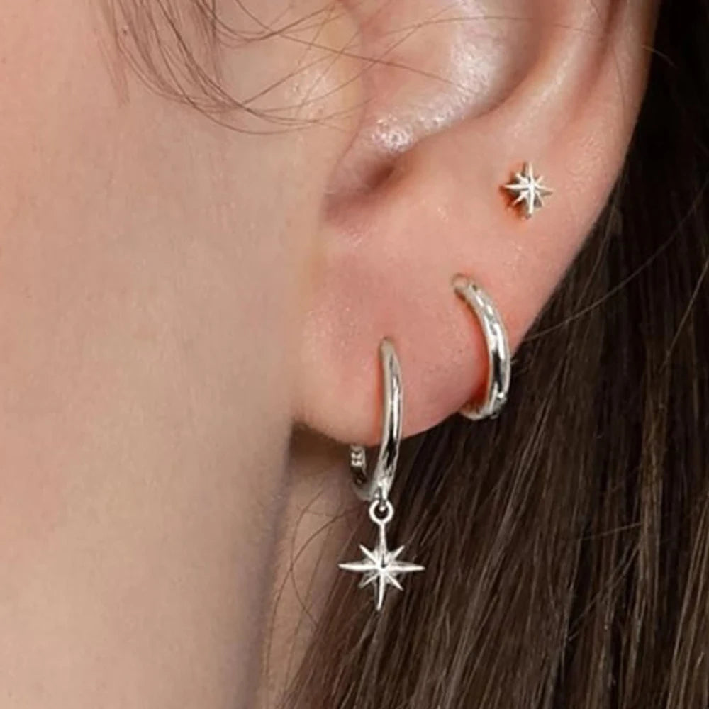Star Drop Earrings Set - 18K Gold Plated Elegance