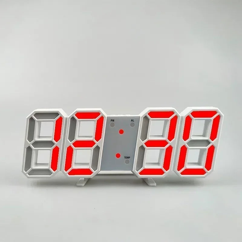 3D LED Digital Alarm Clock - Modern Time & Temperature Display