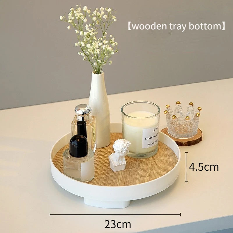 Nordic Wood Round Storage Tray - Elegant Organization