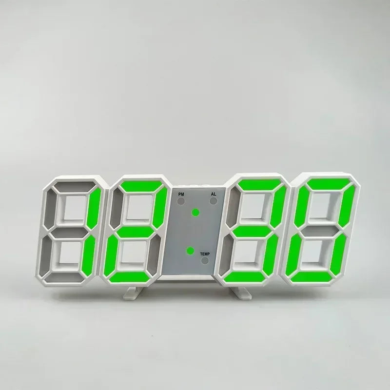 3D LED Digital Alarm Clock - Modern Time & Temperature Display