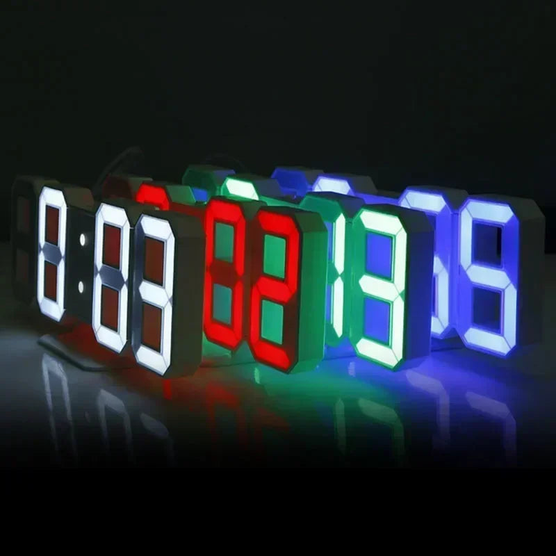 3D LED Digital Alarm Clock - Modern Time & Temperature Display