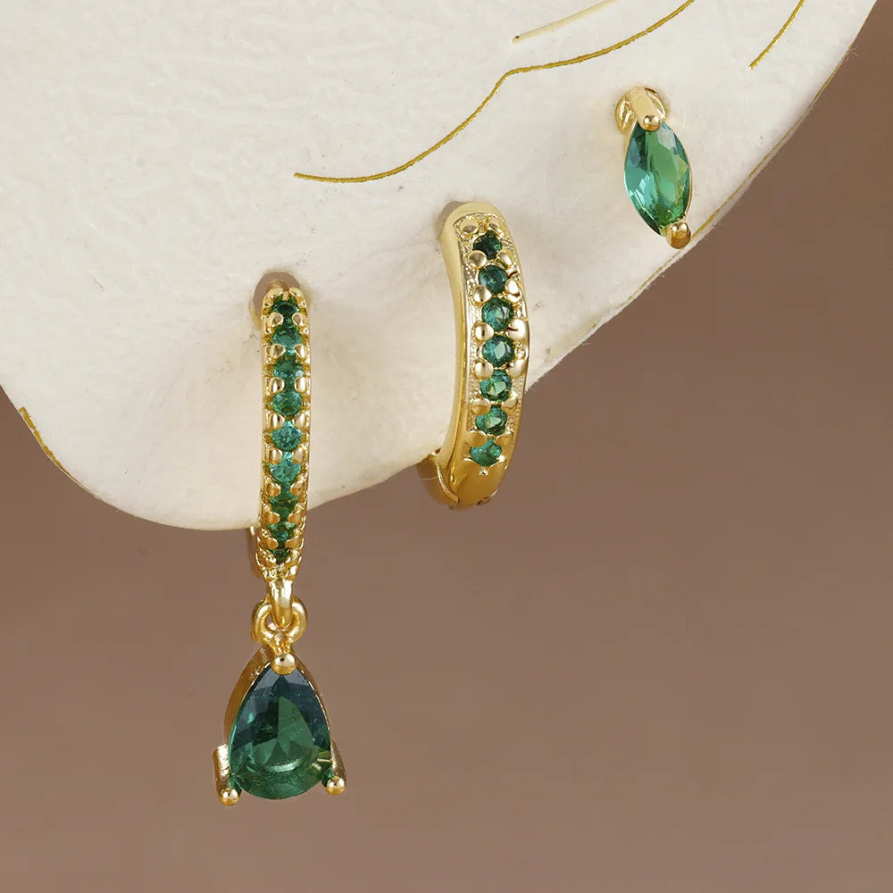 Star Drop Earrings Set - 18K Gold Plated Elegance