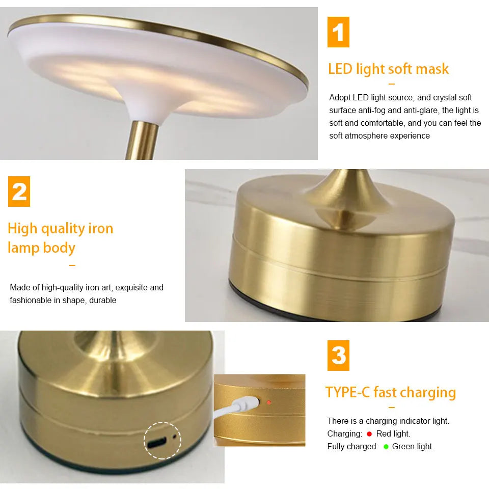 Touch Sensor LED Table Lamp - Rechargeable & Stylish