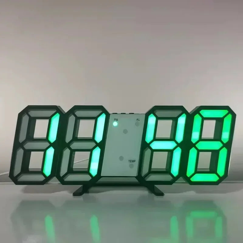3D LED Digital Alarm Clock - Modern Time & Temperature Display
