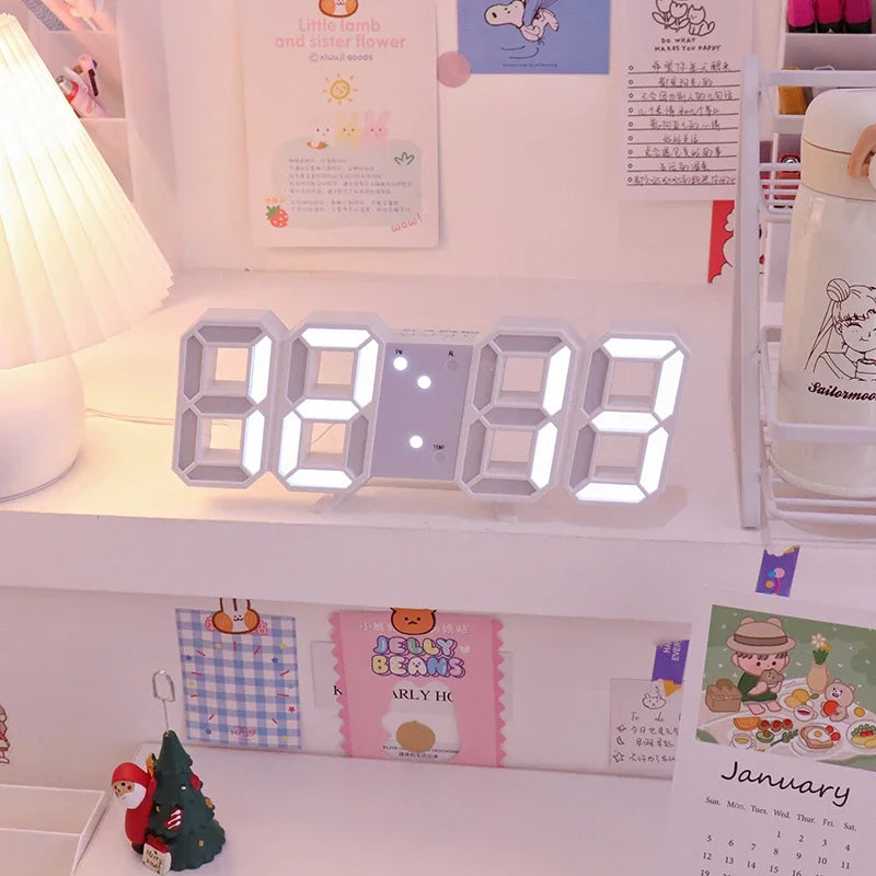 3D LED Digital Alarm Clock - Modern Time & Temperature Display