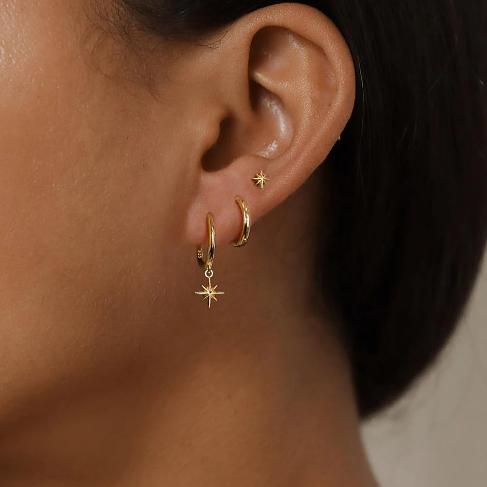 Star Drop Earrings Set - 18K Gold Plated Elegance