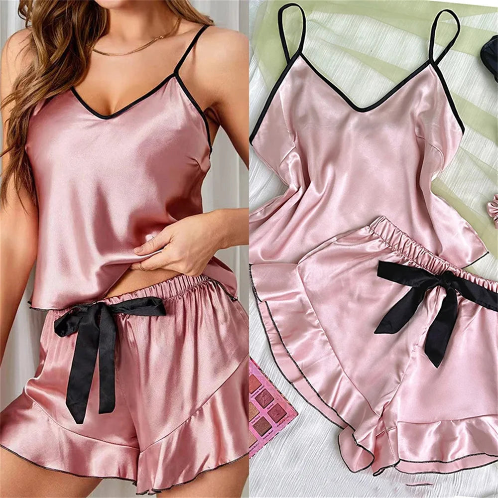 Breathable Satin Pajama Set - Chic & Comfortable