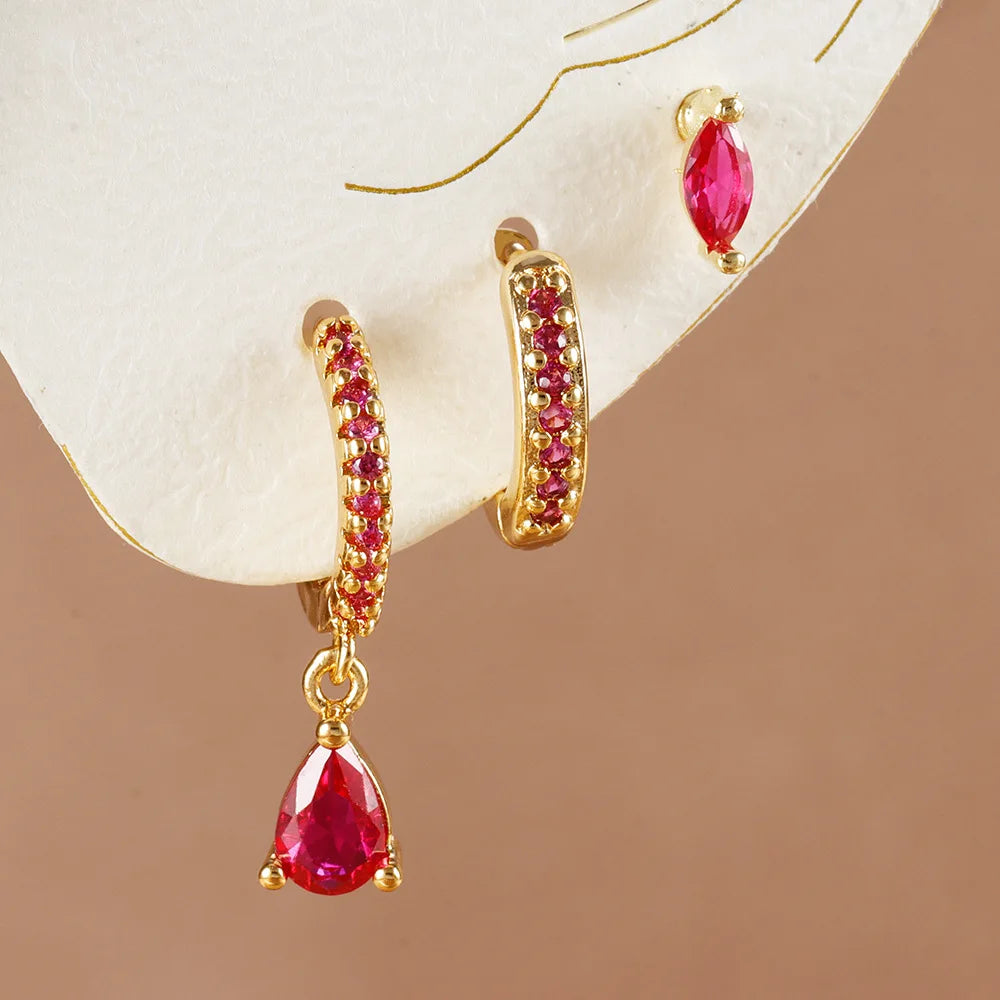 Star Drop Earrings Set - 18K Gold Plated Elegance