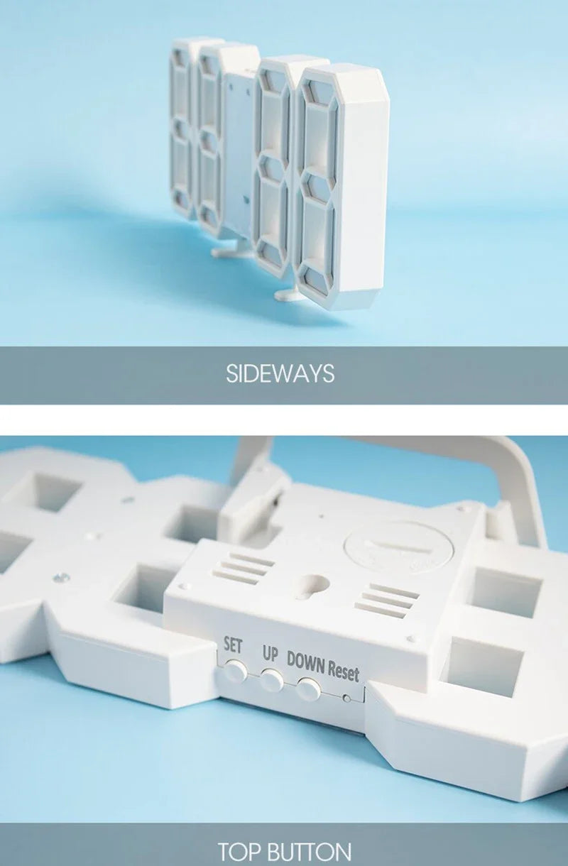 3D LED Digital Alarm Clock - Modern Time & Temperature Display