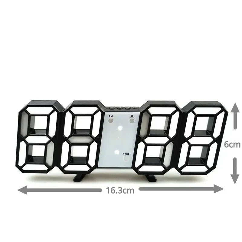 3D LED Digital Alarm Clock - Modern Time & Temperature Display