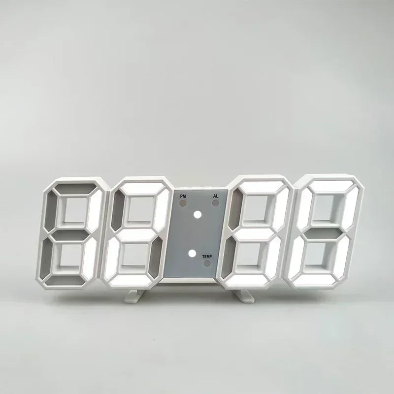 3D LED Digital Alarm Clock - Modern Time & Temperature Display