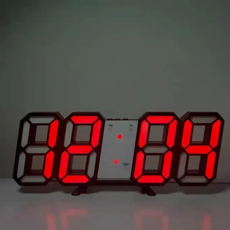 3D LED Digital Alarm Clock - Modern Time & Temperature Display