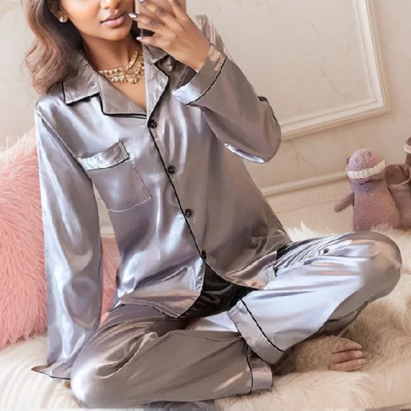 Silk Satin Plus Size Pajamas Set - Luxurious Comfort