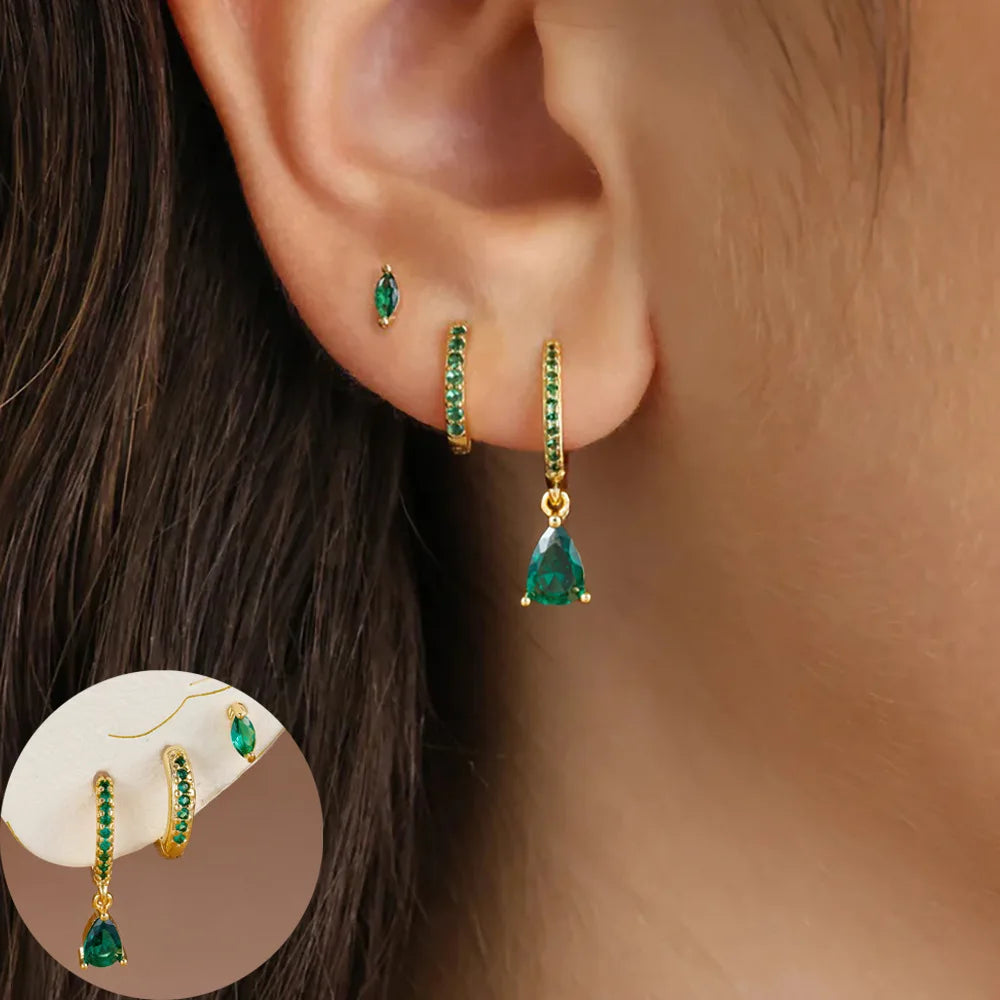 Star Drop Earrings Set - 18K Gold Plated Elegance