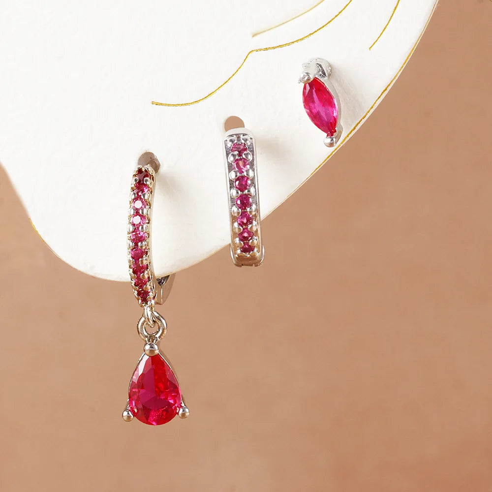 Star Drop Earrings Set - 18K Gold Plated Elegance