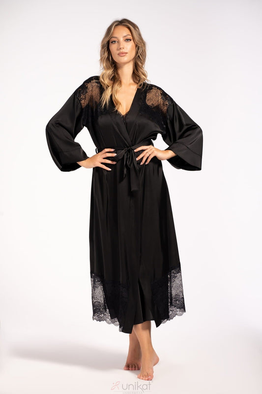 Soft Satin Long Sleeve Bathrobe Oriana