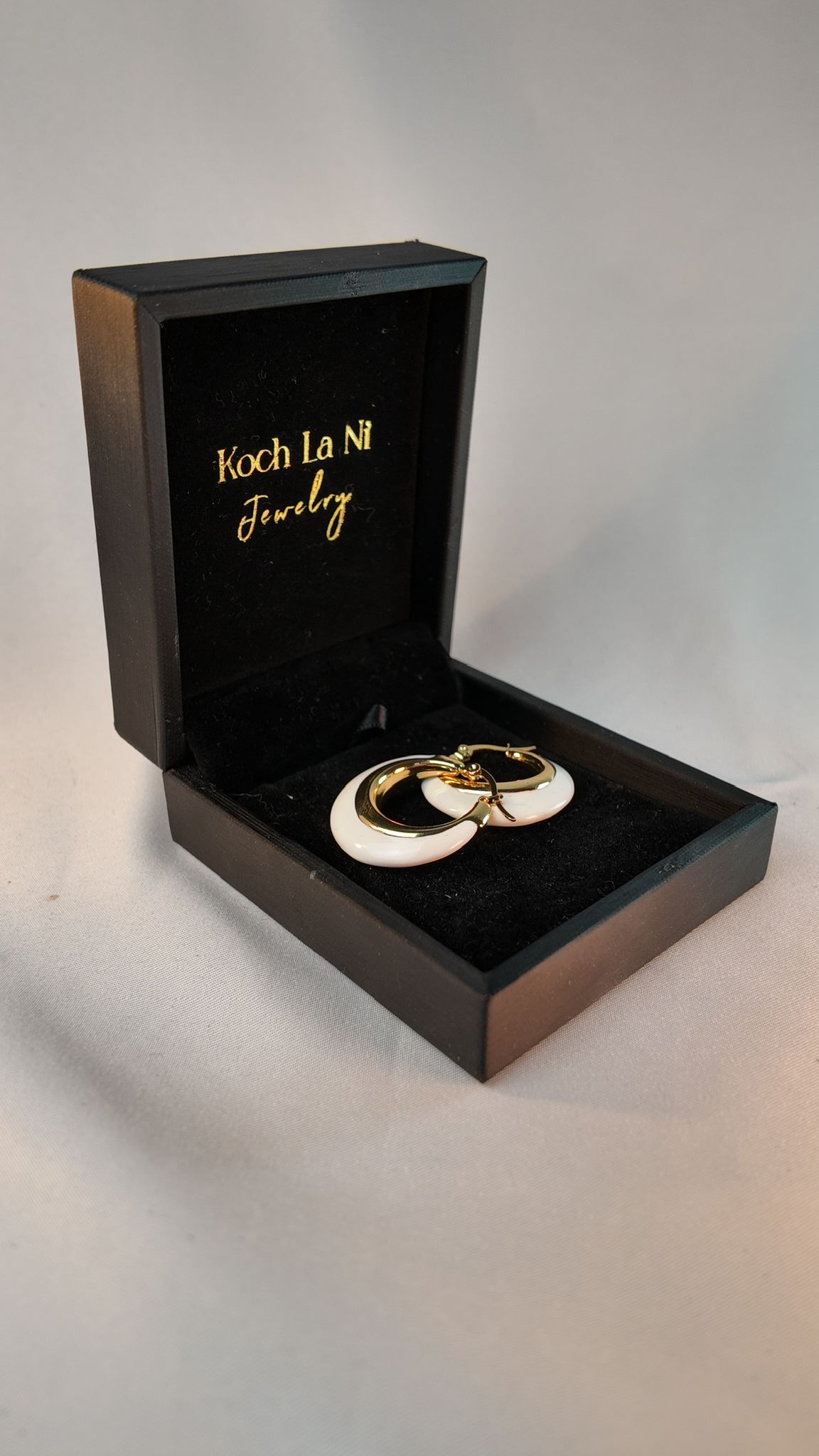 White and Gold Hoop Earrings