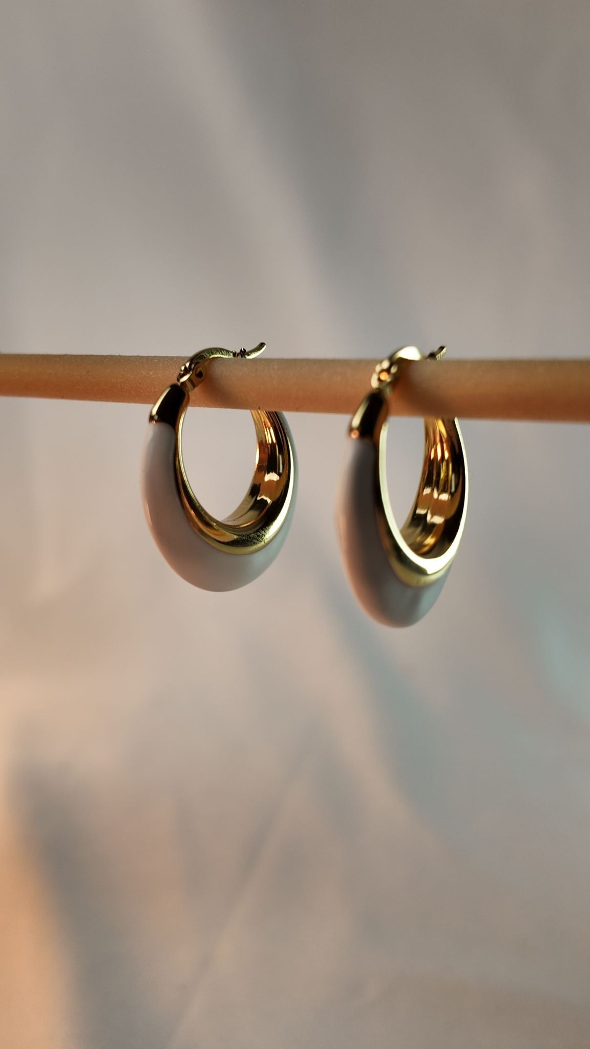 White and Gold Hoop Earrings