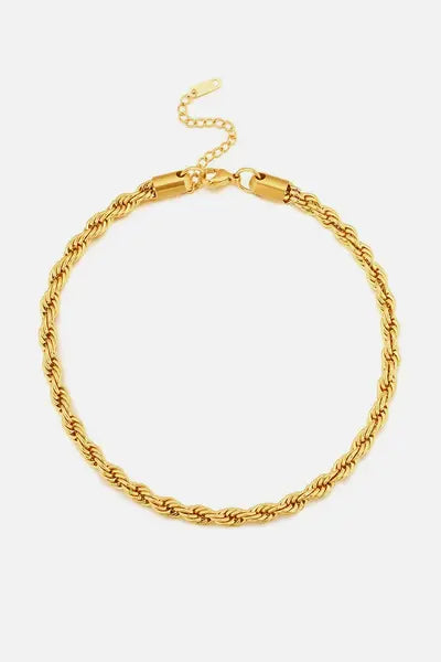 Gold twisted chain choker necklace stainless steel 15.3 inch length 5mm width