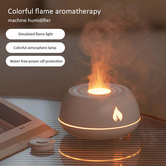 Flame Humidifier & Aromatherapy Diffuser - 7 Color Light