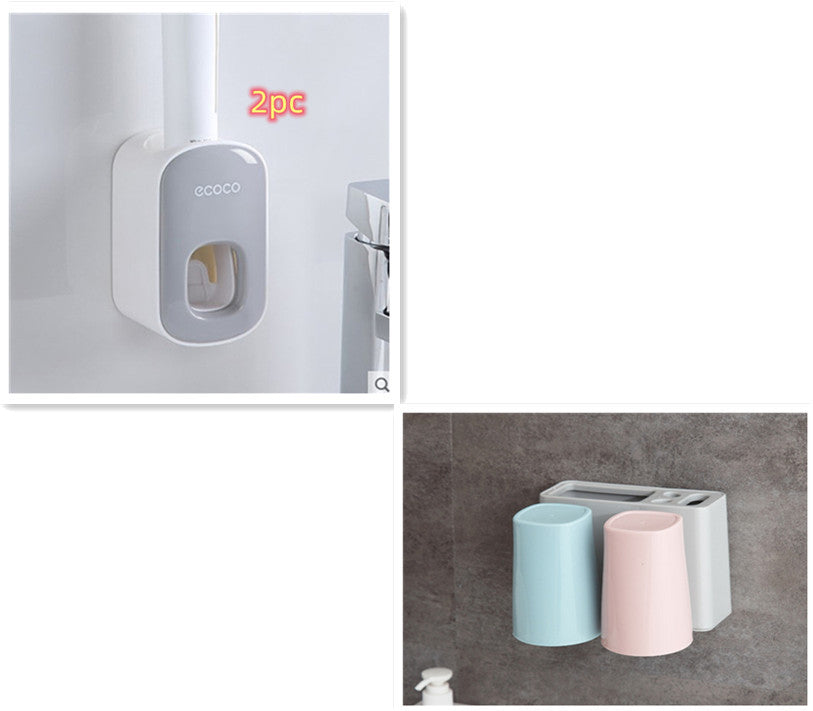 Automatic Toothpaste Dispenser & Toothbrush Holder Set