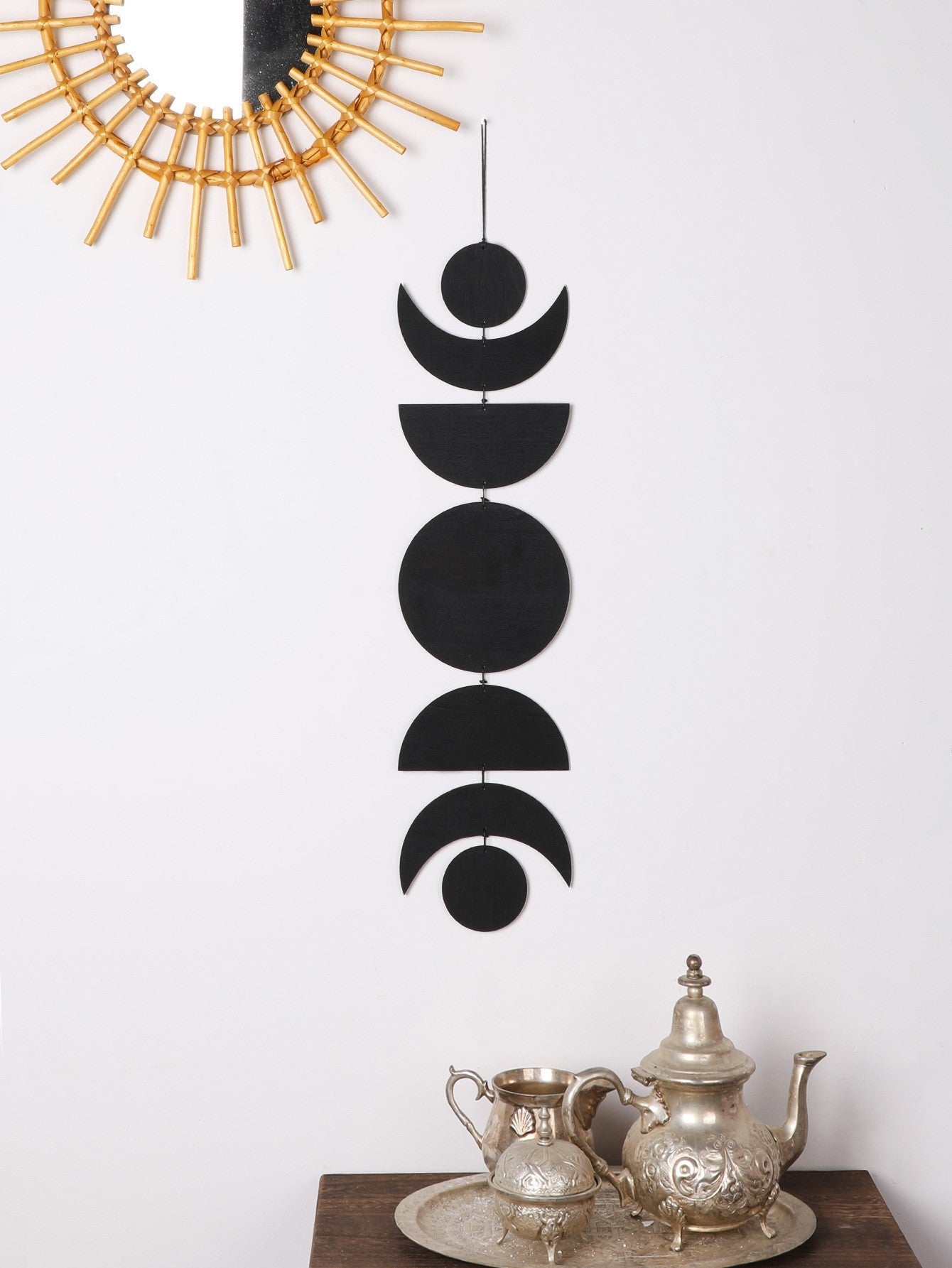 Sun and Moon Wooden Pendant - Stylish Home Décor