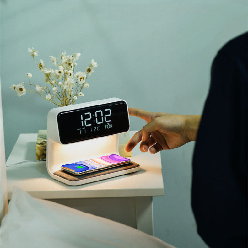 3-in-1 Bedside Lamp with Wireless Charging & Alarm Clock