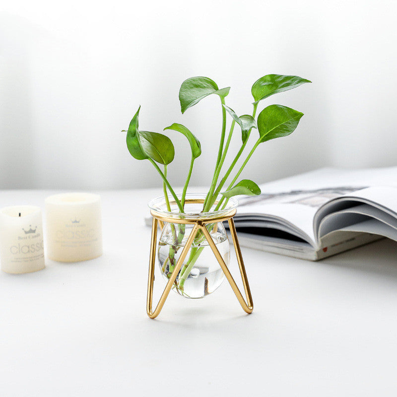 Elegant Metal Hydroponic Vase - Perfect for Any Room