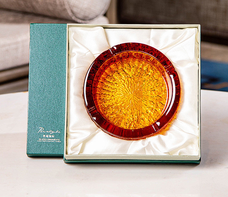 Colorful Round Glass Ashtray - Elegant Home Decor