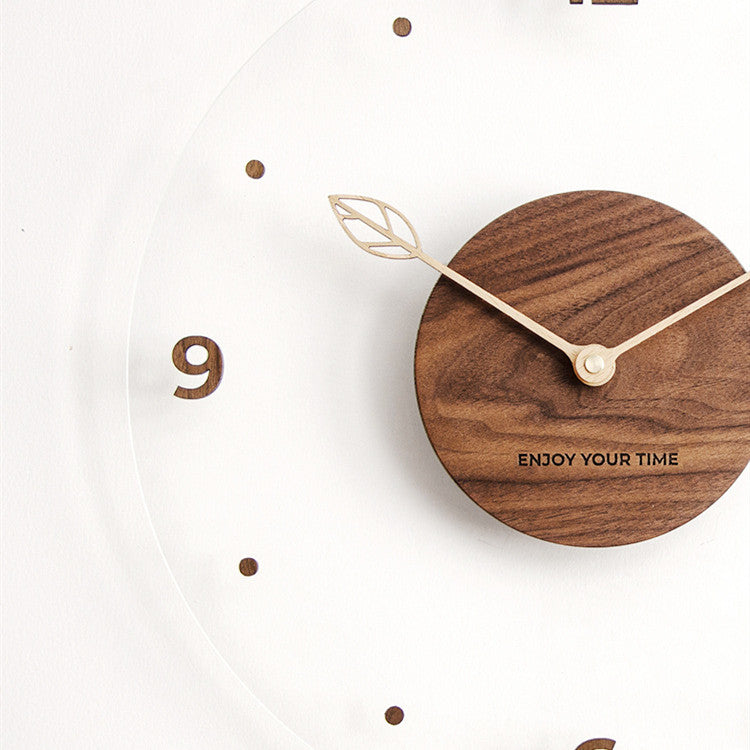 Solid Wood Acrylic Glass Home Living Room Wall Clock Decoration