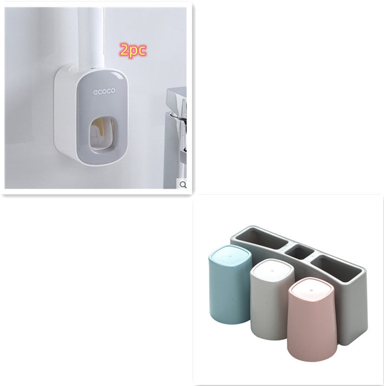 Automatic Toothpaste Dispenser & Toothbrush Holder Set