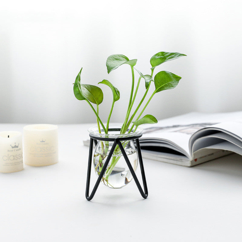 Elegant Metal Hydroponic Vase - Perfect for Any Room