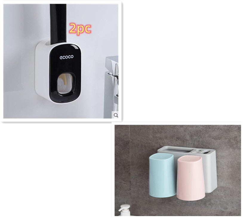 Automatic Toothpaste Dispenser & Toothbrush Holder Set
