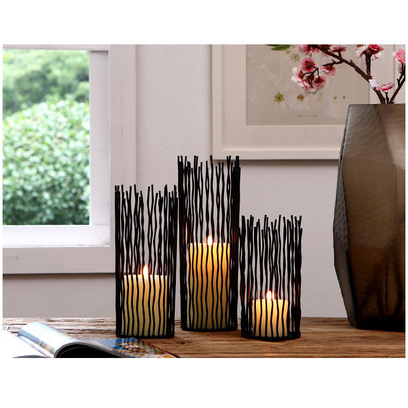 Geometric Iron Candle Holder - Elegant Home Decor