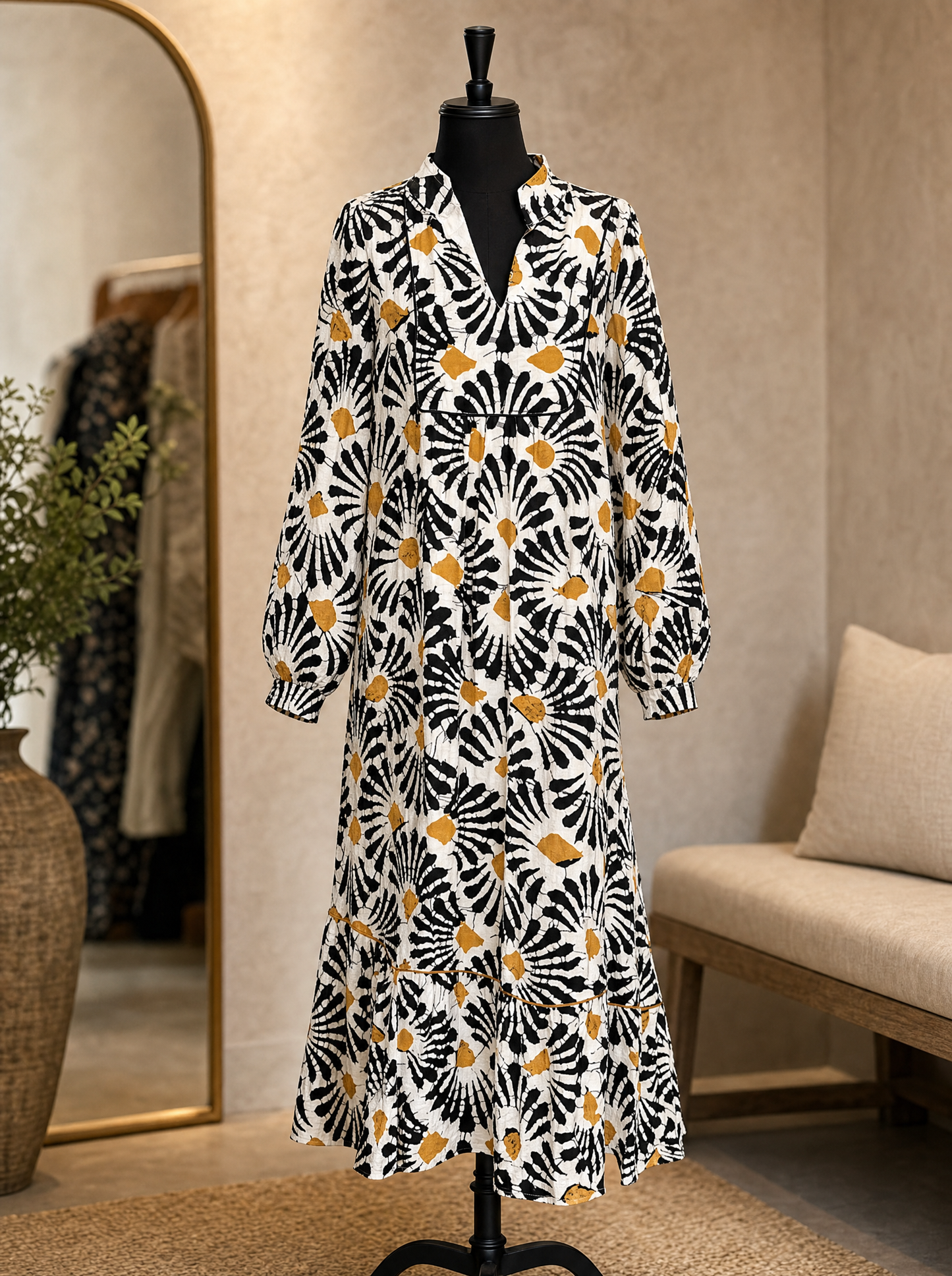 lux-ai-summer-20260519 | 8 | product-only | Abstract Floral Print Split Notched Dress