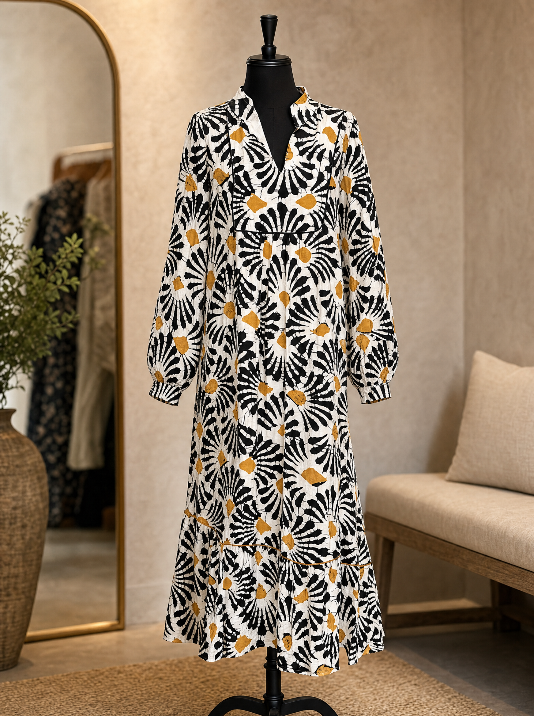 lux-ai-summer-20260519 | 8 | product-only | Abstract Floral Print Split Notched Dress