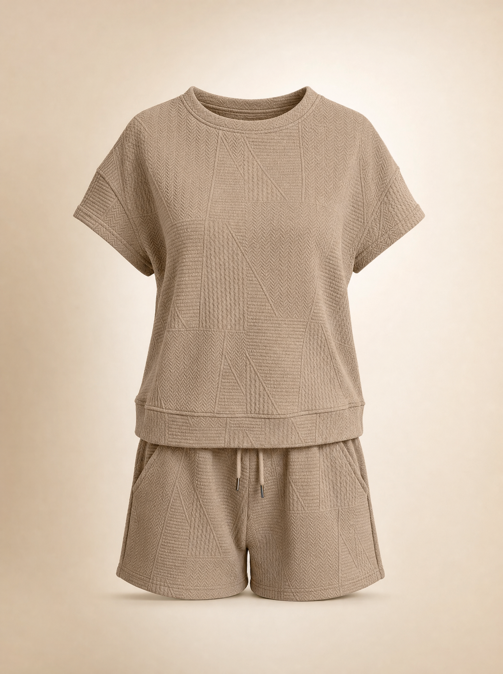 lux-ai-daily-20260524-02 | product-only | double-take-full-size-texture-short-sleeve-top-and-shorts-set | Stylish Texture Short Sleeve Top & Shorts Set