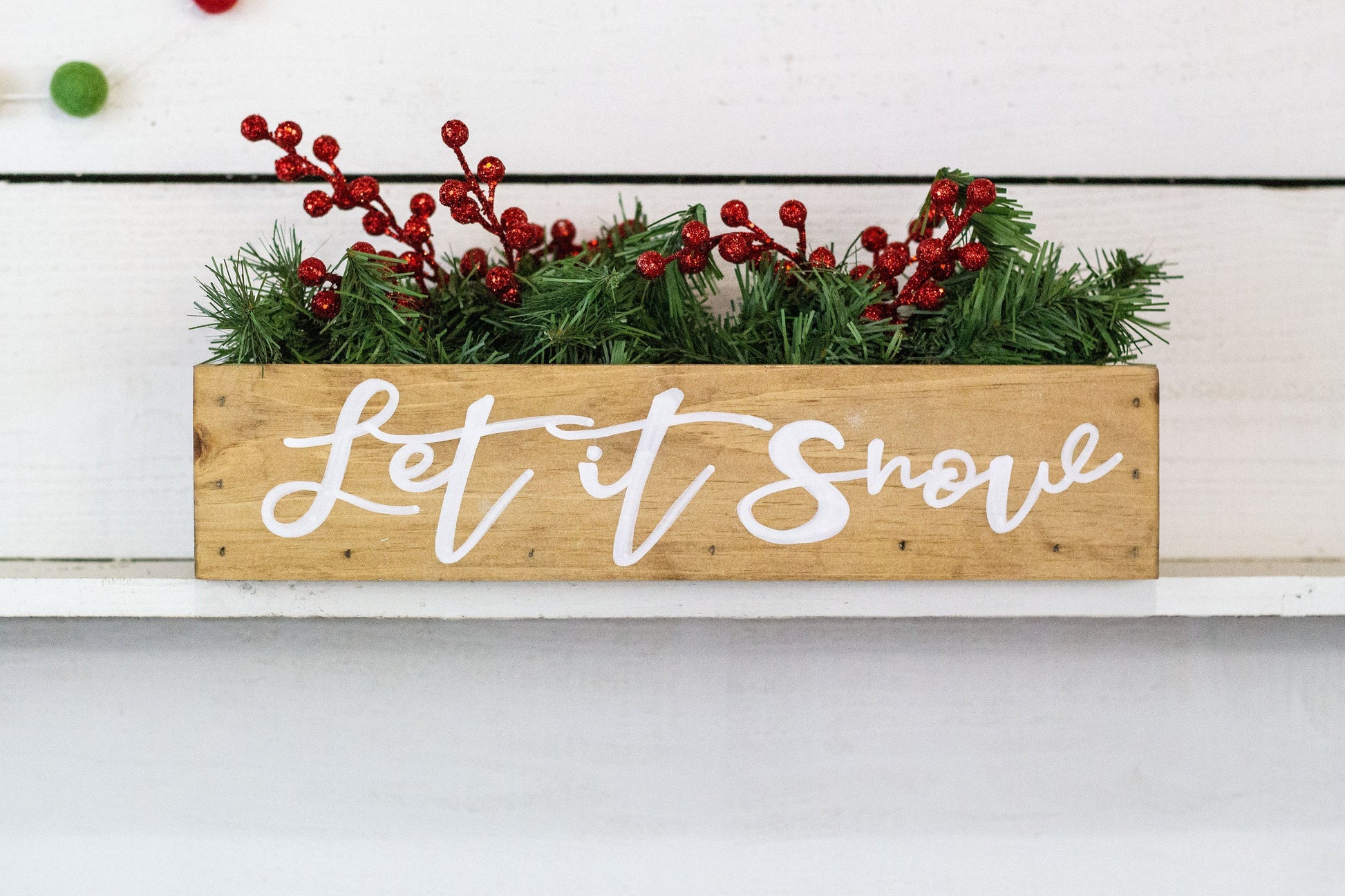 Merry + Bright Christmas Centerpiece, Wood Box-3