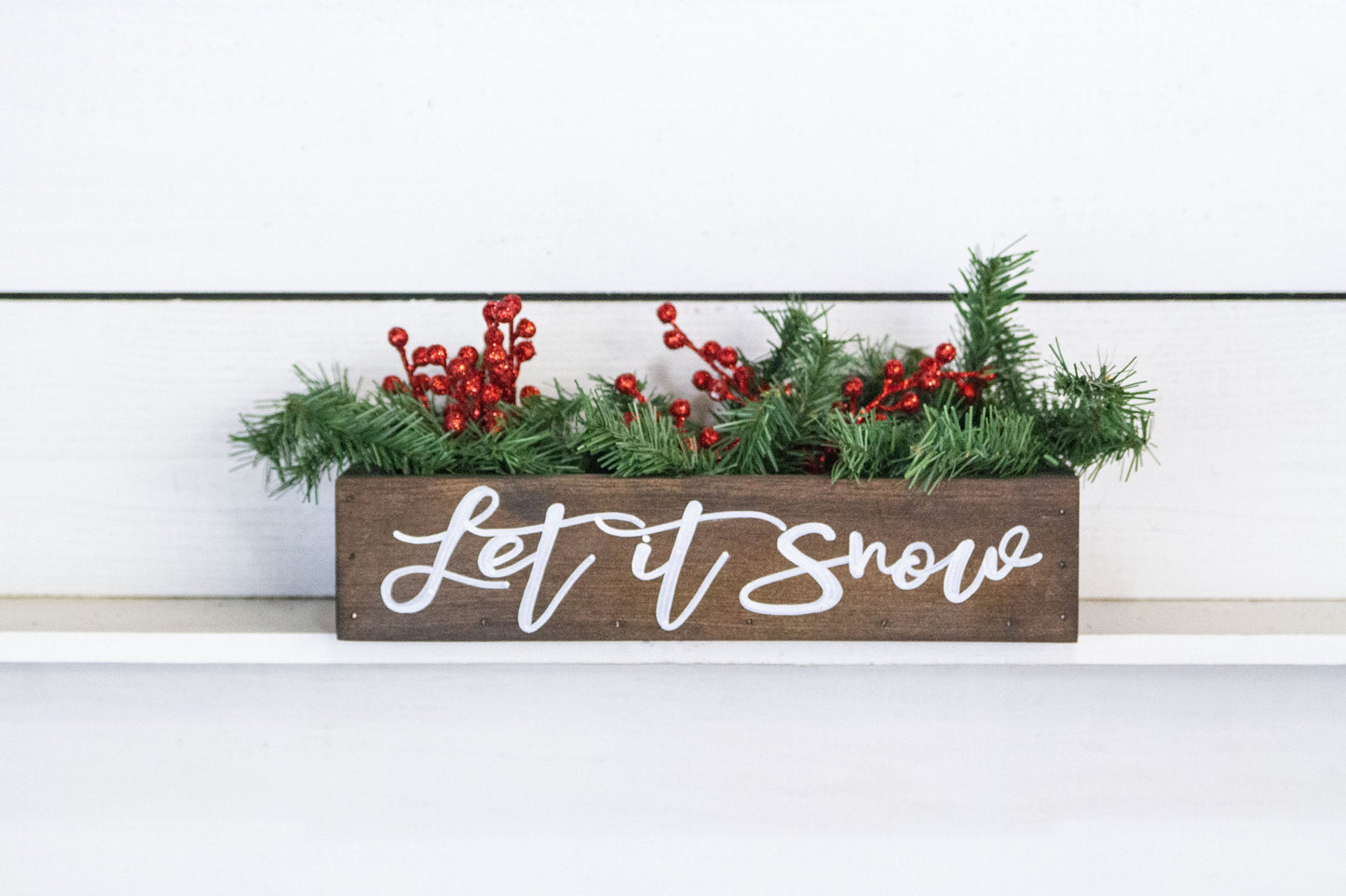 Merry + Bright Christmas Centerpiece, Wood Box-1